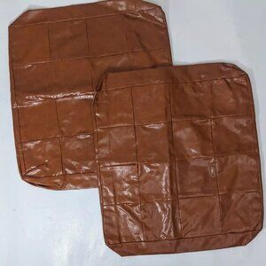 NEW- Set of 2 Faux Leather Decorative Couch Throw Pillow Covers 20"x20"x4" Brown